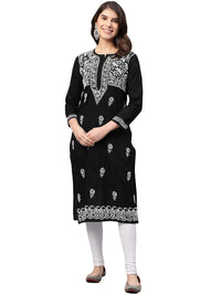 Ada Hand Embroidered Lucknow Chikankari Women's  Pure Cotton Kurti Kurta