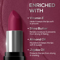 RENEE Prime Matte Lipstick - Mulberry Wine, Lightweight & Long-Lasting Formula, Creamy Matte Finish, One Swipe Application, Non-Drying, Vitamin E Infused, 4.5Gm