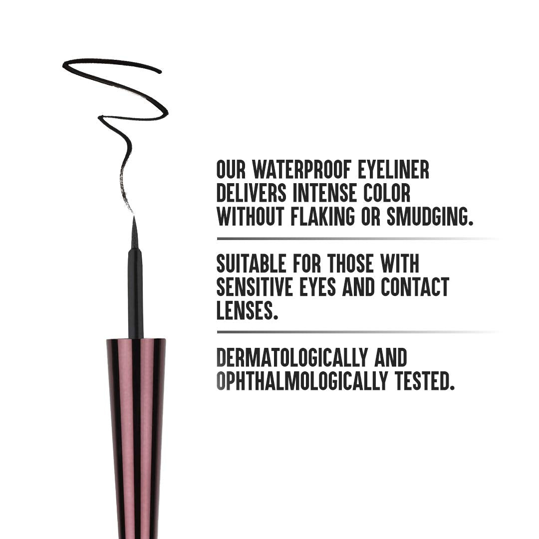 Colorbar Waterproof Opaque Liquid Eyeliner Opaque Finish - Black, 2.5ml (Pack of 2)