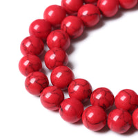 45pcs 8mm Natural Stone Beads Red Turquoise Gemstone Round Loose Beads for Jewelry Making Crystal Energy Stone Healing Power DIY Bracelets Red Turquoise Beads