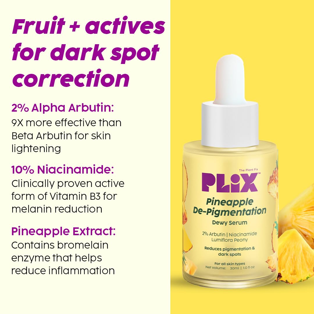 PLIX THE PLANT FIX 5% Pineapple Foaming Face Wash And Serum Combo for Pigmentation & Dark Spots, Dullness, Reveal l Brighter, Even Toned Complexion l All Skin Types