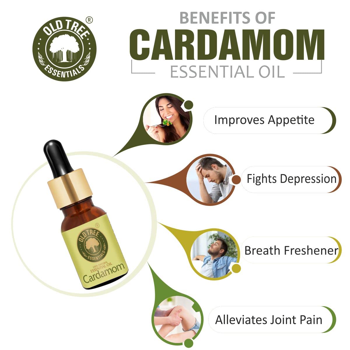 Old Tree Cardamom (Elaichi) Essential Oil (15ml) - For Skin, Hair Care, Fragrance, Soap Making, and Aromatherapy - Pure, Natural and Undiluted Perfume Oil with Glass Dropper
