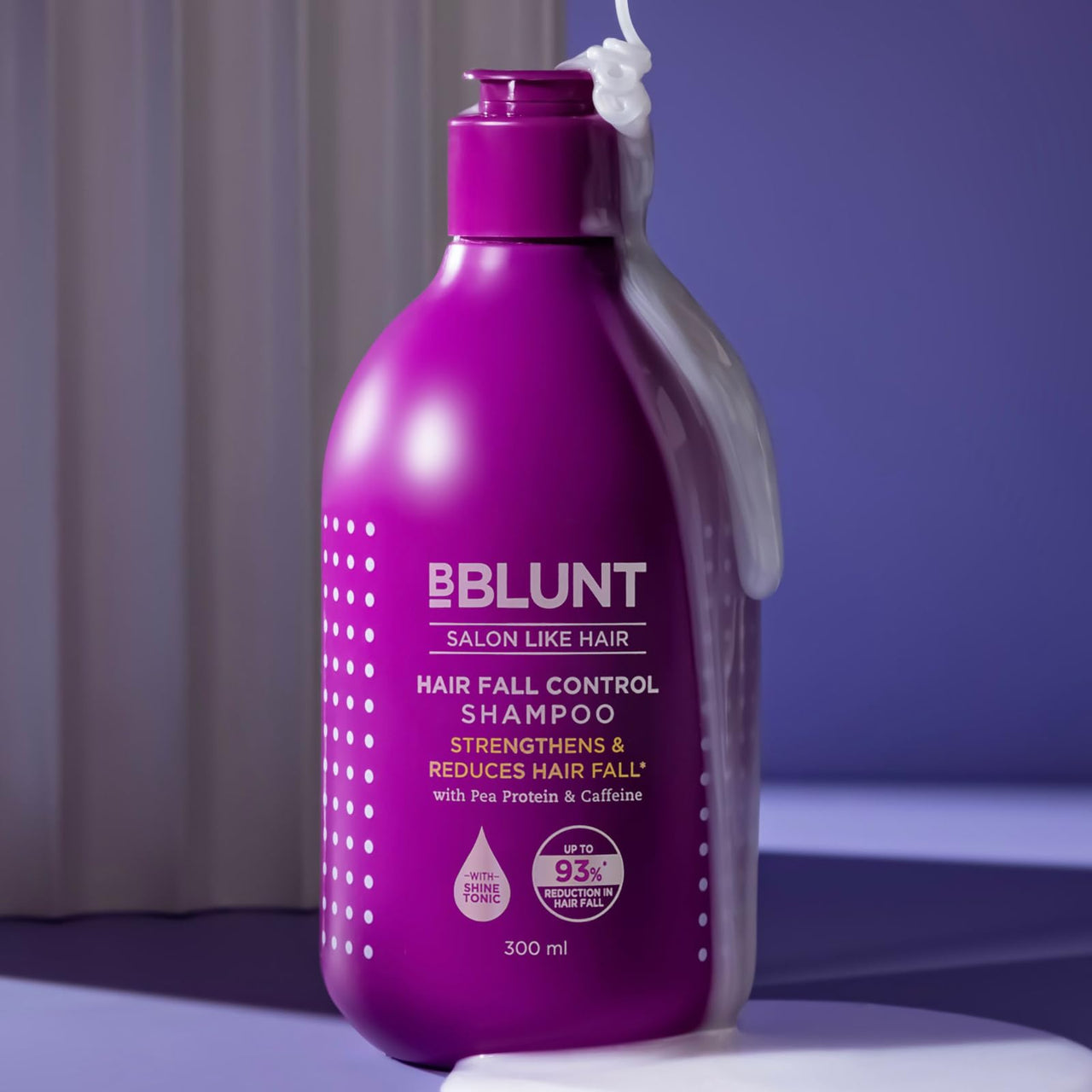 Bblunt Hair Fall Control Shampoo with Pea Protein & Caffeine for Stronger Hair | Reduces Up to 93% Hair Fall | Adds Shine | 300 ml