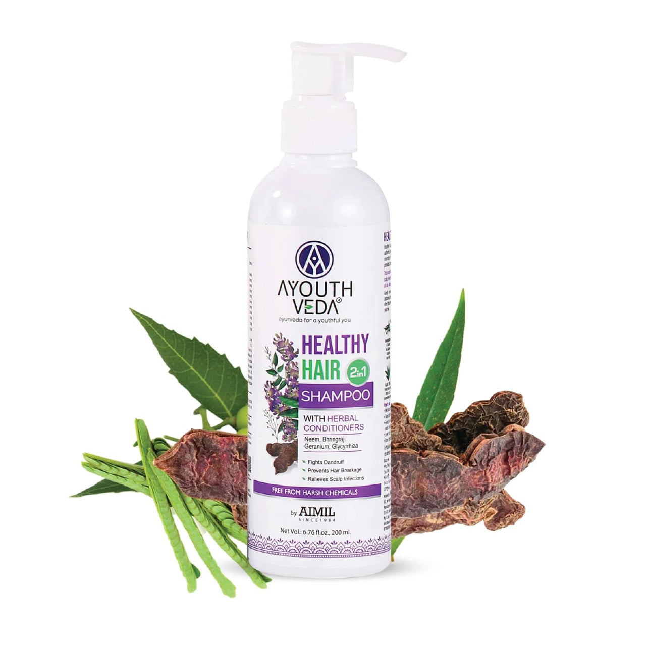 Ayouthveda Healthy Hair Shampoo 200ml With Bhringraj and Shikakai | Best Hair Shampoo for Women | Control Hair Breakage & Dandruff | Herbal Conditioner & Cleansers(Pack Of 1; 200ml)