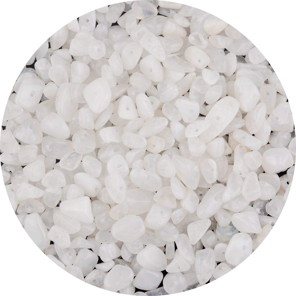Natural Chip Stone Beads Alabaster 5-8mm About 400 Pieces Irregular Gemstones Healing Crystal Loose Rocks Bead Hole Drilled DIY for Bracelet Jewelry Making Crafting (5-8mm, Alabaster)