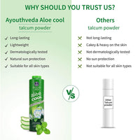 Ayouthveda Aloe Cool Talcum Powder 300gm + 100gm Free with Ice Mint & Aloe Extracts, Cooling & Soothing Talc with Sunscreen