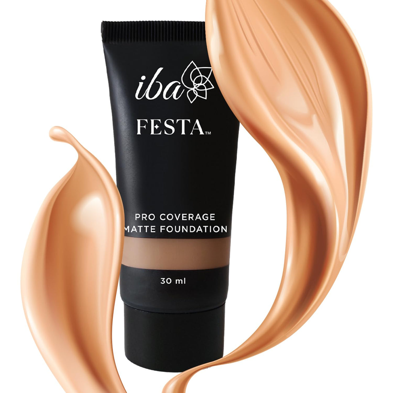 Iba Festa PRO Coverage Matte Foundation - 04 Caramel Beige, 30ml | Long Lasting | Lightweight | Oil Free & Matte Finish | 100% Natural Vegan & Cruelty-Free