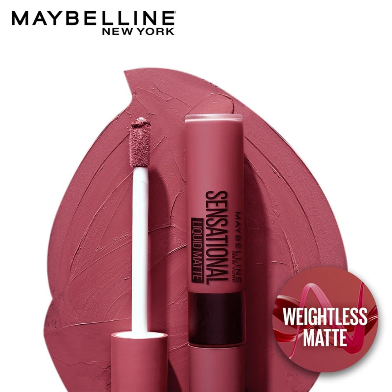 Maybelline New York Lipstick, Matte Finish, Non-Sticky and Non-Drying, Sensational Liquid Matte, 23 Untamed Rose, 7ml