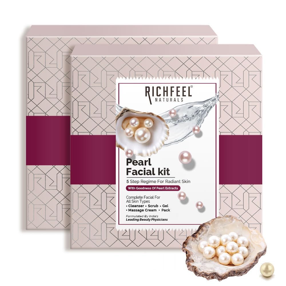 Richfeel Pearl Facial Kit for Brightening | Hydrating & Tan Removal | Luminous Glow & Even Skin Tone | Best for Dry Skin | 30 g (Pack of 2)