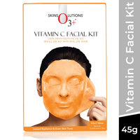 O3+ Vitamin C Facial Kit Depigmentation Single use Kit with Peel Off Mask, 45g & O3+ ALPHA MEN Acno D-TAN Scrub With Hyaluronic & Mint 50g - Detan Scrub for TAN removal Combo