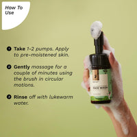 Pilgrim Spanish Squalane foaming face wash with Kiwi extracts & Aloe for skin hydration|Face wash with brush|Non drying cleanser for face | Face wash for dry & combination skin|For Men & Women | 120ml