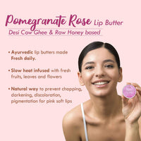 Nat Habit Lip Balm Fresh Infused Pomegranate Rose Lip Butter With Desi Ghee & Raw Honey For Lip Pigmentation, Lightening, Dark And Chapped Lips (10gm) (Pack of 2)