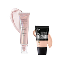 FACES CANADA Glow Kit | Rose Gold Strobe Cream (30ml) + Rose Ivory All Day Hydra Matte Mini Foundation (18ml) | Makeup Kit For Women (Combo Pack of 2)