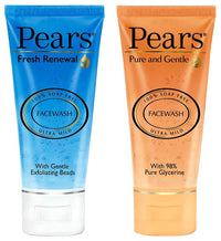 Pears Pure and Gentle Daily Cleansing Facewash, Mild Cleanser With Glycerine, Balances Ph, 100% Soa,Pears Fresh Renewal Gentle Ultra Mild Daily Cleansing Facewash, Ph Balanced, 100% Soap Free, With E