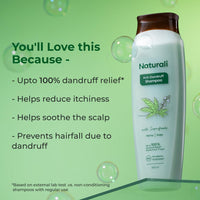 Naturali Anti Dandruff Shampoo Up To 100% Relief with Salicylic Acid | No Sulfate No Paraben | Anti Dandruff Shampoo for Man & Women | 370 ml