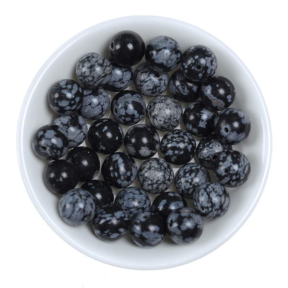 Natural Stone Beads 6mm Snowflake Gemstone Round Loose Beads Crystal Energy Stone Healing Power for Jewelry Making DIY,1 Strand 15"