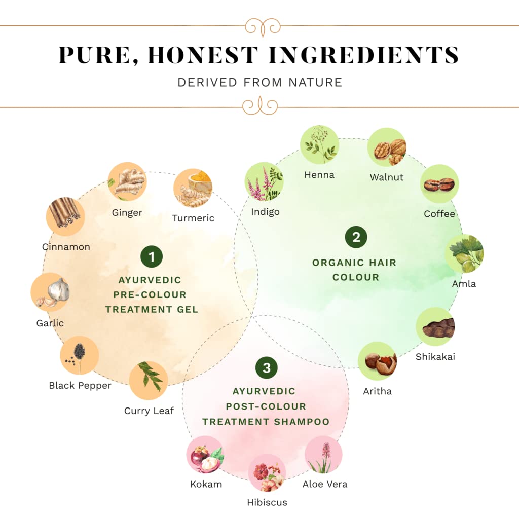 SESA 3 Step Natural Hair Colour Kit - For FIRST GREYS - 100% Organic & Ayurvedic - NO Ammonia, PPD, Peroxide