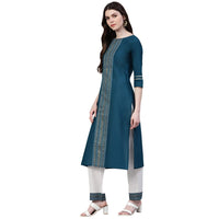 Stylum Women's  Printed Cotton Straight Kurta Pant Dupatta Set