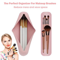 TS WITH TECHSUN Silicone Makeup Brush Holder, Beauty Storage Case Organiser for Makeup Face Brushes & Cosmetics, Magnetic Anti-Fall Out, Soft & Sleek Makeup Tools Organizer for Travel (Light Pink)