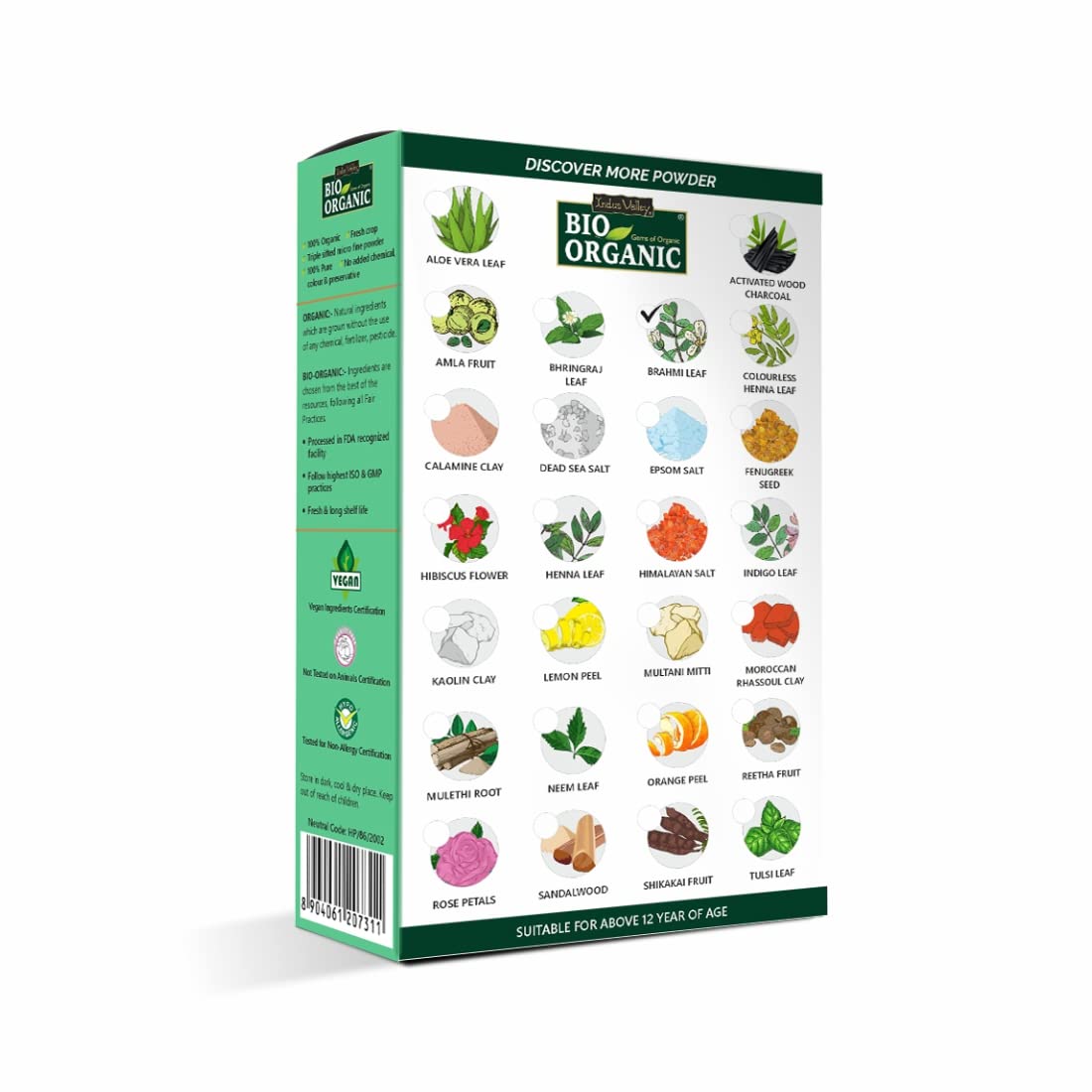 INDUS VALLEY 100% Organic Brahmi Powder | Bacopa monnieri for Hair Cleanser & Hair Care - (100g)