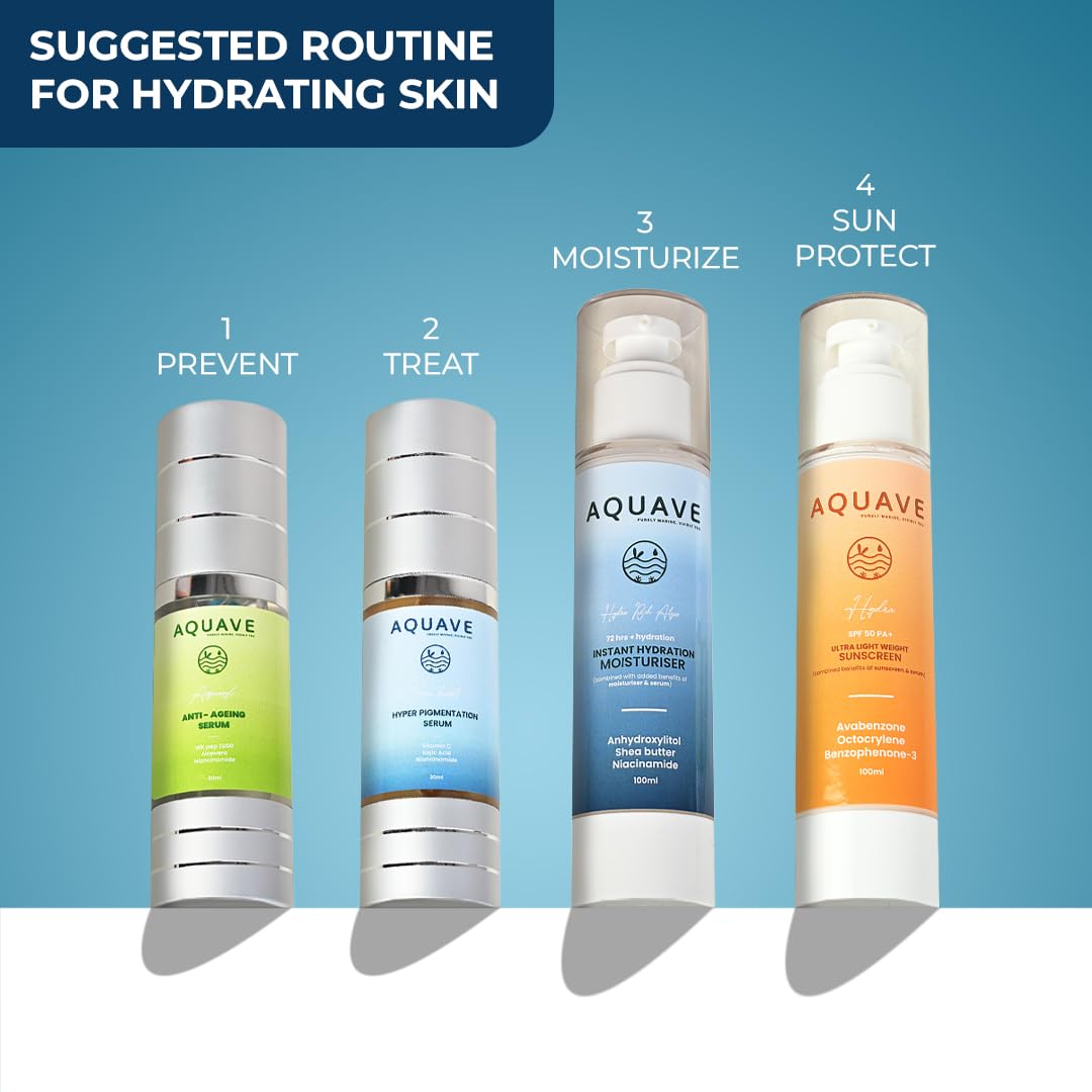 AQUAVE Marine Hyper Pigmentation Face Serum | 1% Alpha Arbutin | 3% Vitamin C | 1% Kojic Acid | 5% Niacinamide | Fades Dark Spots | Anti-Ageing | Brightens Skin | Seaboost™ Tech | Results in 30 Days