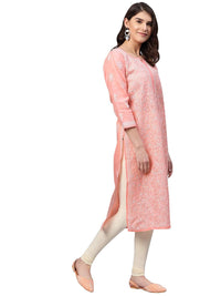 Ada Hand Embroidered Lucknowi Chikankari Cotton Kurta Kurti for Women A411165