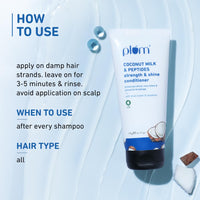 Plum Coconut Milk & Peptides Conditioner for Dull & Rough Hair I Provides Soft, Smooth & Silky Hair I Strengthen & Hydrate Strand | Hair Conditioner for Women & Men I 175g