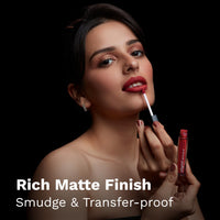 Pilgrim Liquid Matte Lipstick - Ruby Fling | Lipstick for Women with Hyaluronic Acid & Spanish Squalane | Transferproof, Long Lasting & Non Drying with Hydrating Ingredients 3gms