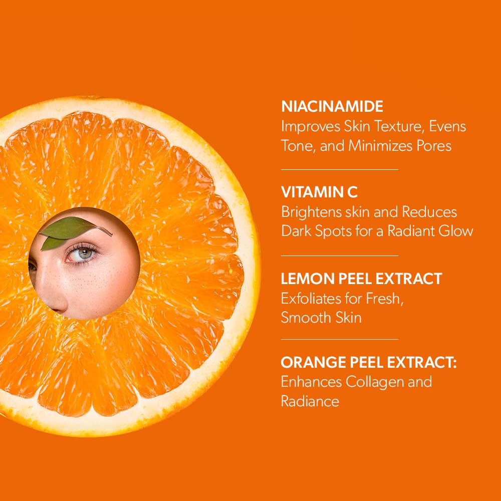 Twasa Vitamin C Serum Face Wash For Skin Brightening, Even Skin Tone & Reduce Dark Circles with Niacinamide & Orange Beads | Paraben & SLS Free(100 ml)