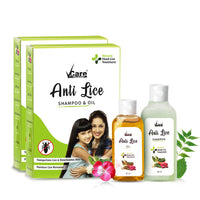 Vcare Anti Lice Shampoo and Oil Combo (Pack of 2), Removes Lice and Nits | Lice Treatment | Head Lice | Lice Egg Removal- 90ml