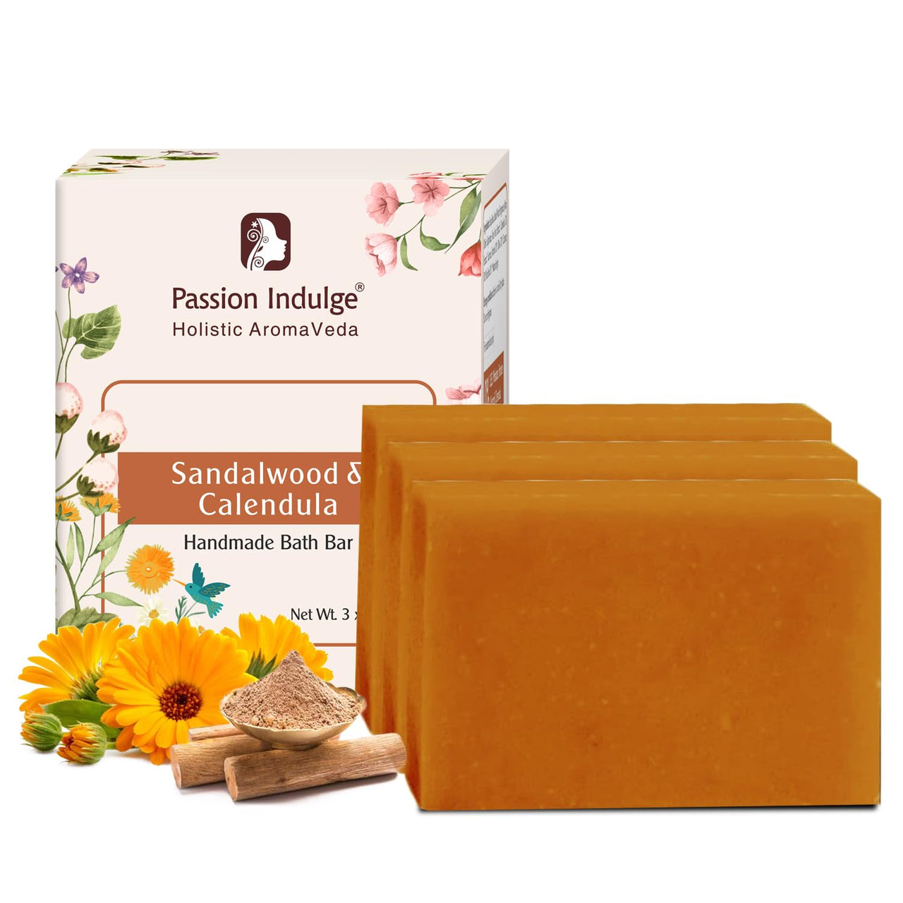 Passion Indulge Sandalwood Handmade Bath Soap PACK OF 3 (Each 100 gm)