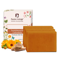Passion Indulge Sandalwood Handmade Bath Soap PACK OF 3 (Each 100 gm)