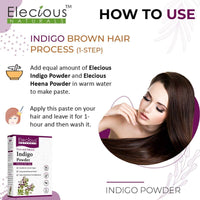 Elecious Indigo Powder for Hair black (200 Grams) | 100% Pure and Natural, No preservatives | Natural hair dye | No Ammonia, No PPD
