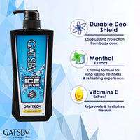 Gatsby Japan Refresh Body Shower Gel, Masculine, Blue, 600 ml