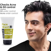Ustraa Face Wash - Oily Skin - 100g | With Basil & Key Lime - For Acne-Prone Skin | Checks Acne & Blackheads & 20% Vitamin C Face Serum - 30ml | 20% Vitamin C in Pure form | Anti-Aging, Brightening