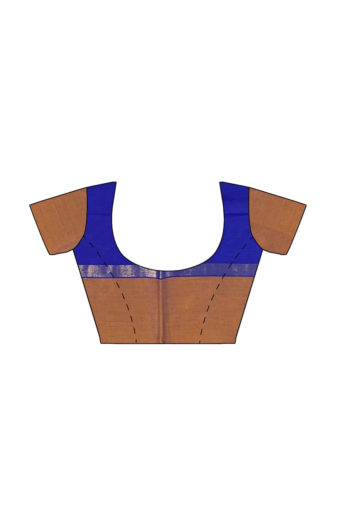 SENSAN Women’s Handloom Kanchi Cotton Saree with Blouse Piece [SKU:430] Light Beige×Navy Blue