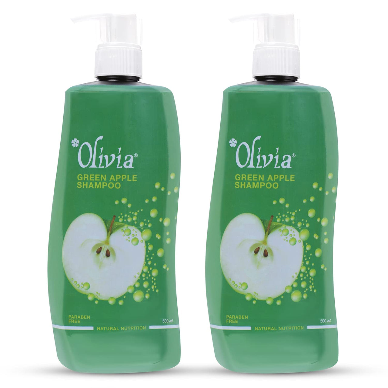 Olivia Green Apple Herbal Shampoo with Conditioner for Natural Nutrition, 500 ml, Pack of 2