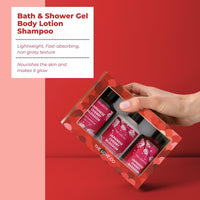 THE LOVE CO. Japanese Cherry Blossom Gift Collection| Indulge in Travel Pack Shower Gel, Body Lotion & Shampoo | Ideal Birthday & Special Occasion Hamper - Pack of 3