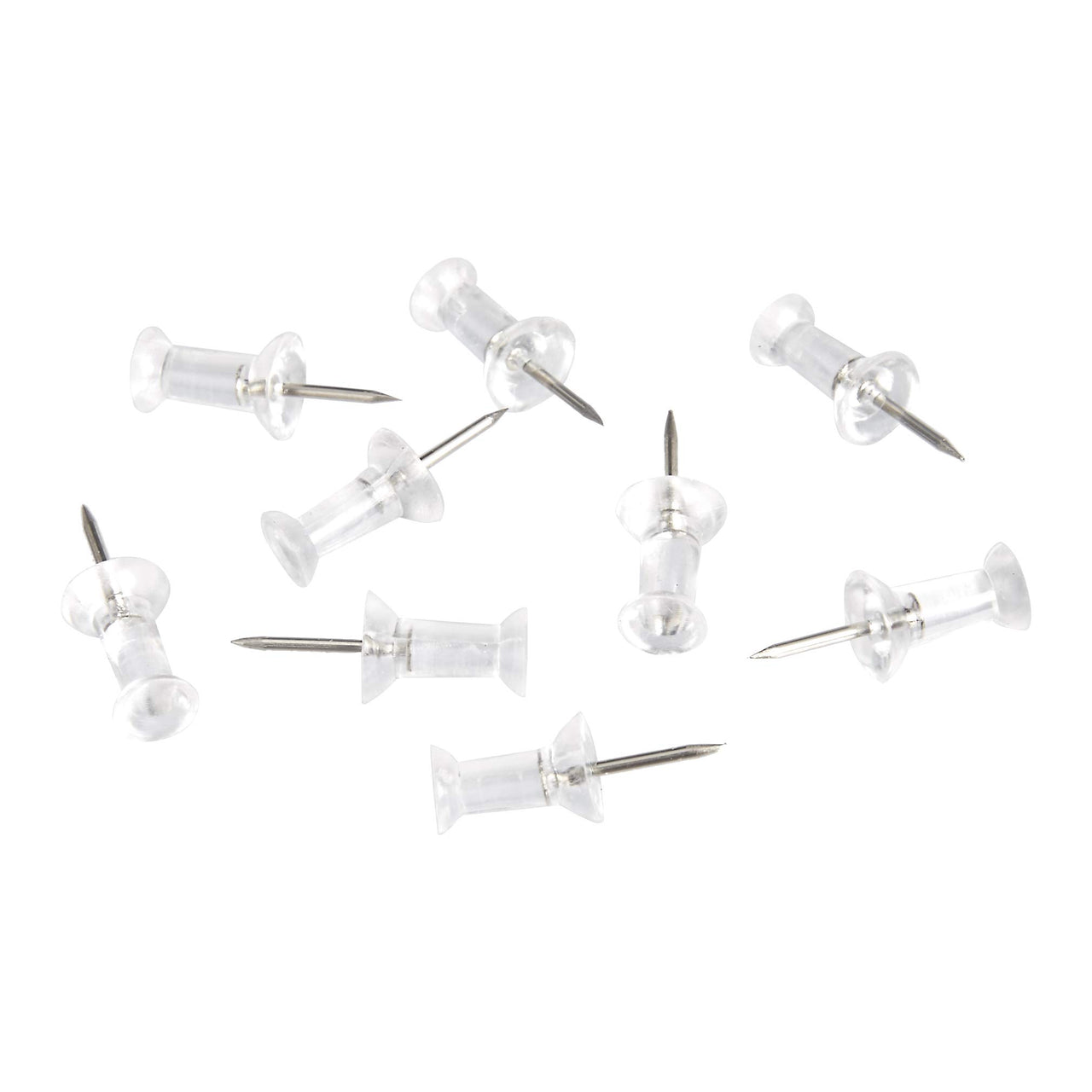 Basics Push Pins Tacks, Clear Plastic Head, Steel Point, 100-Pack 100 pack