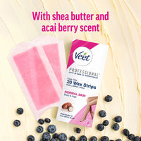 Veet Full Body Waxing Strips Kit for Normal Skin, 20 Strips