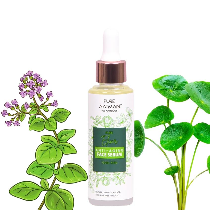PURE AATMAN gotu kola Anti-Aging Face Serum and seven Waters Micellar Toner | Cleansing Water 100 ml & Glowing Skin serum 40 ml