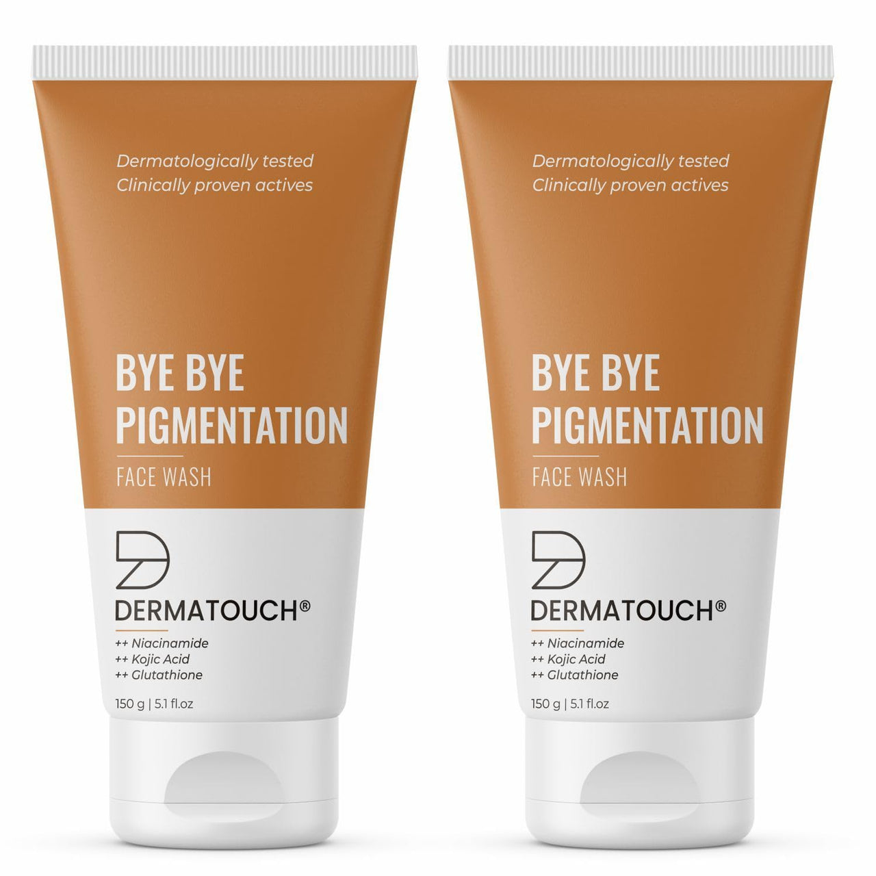 DERMATOUCH Bye Bye Pigmentation Face Wash || Anti Pigmentation for Women/Men with Niacinamide, Kojic Acid, & Glutathione - 150gx150g