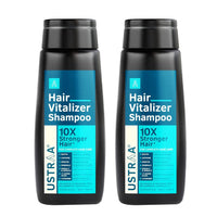 Ustraa Hair Vitalizer Shampoo - 2 x 250ml - Dermatologically Tested, With Biotin, Caffeine, Omega 3 & Omega 6, 10x Stronger Hair, Helps in Hair Growth, Reduces Hairfall (Pack of 2)