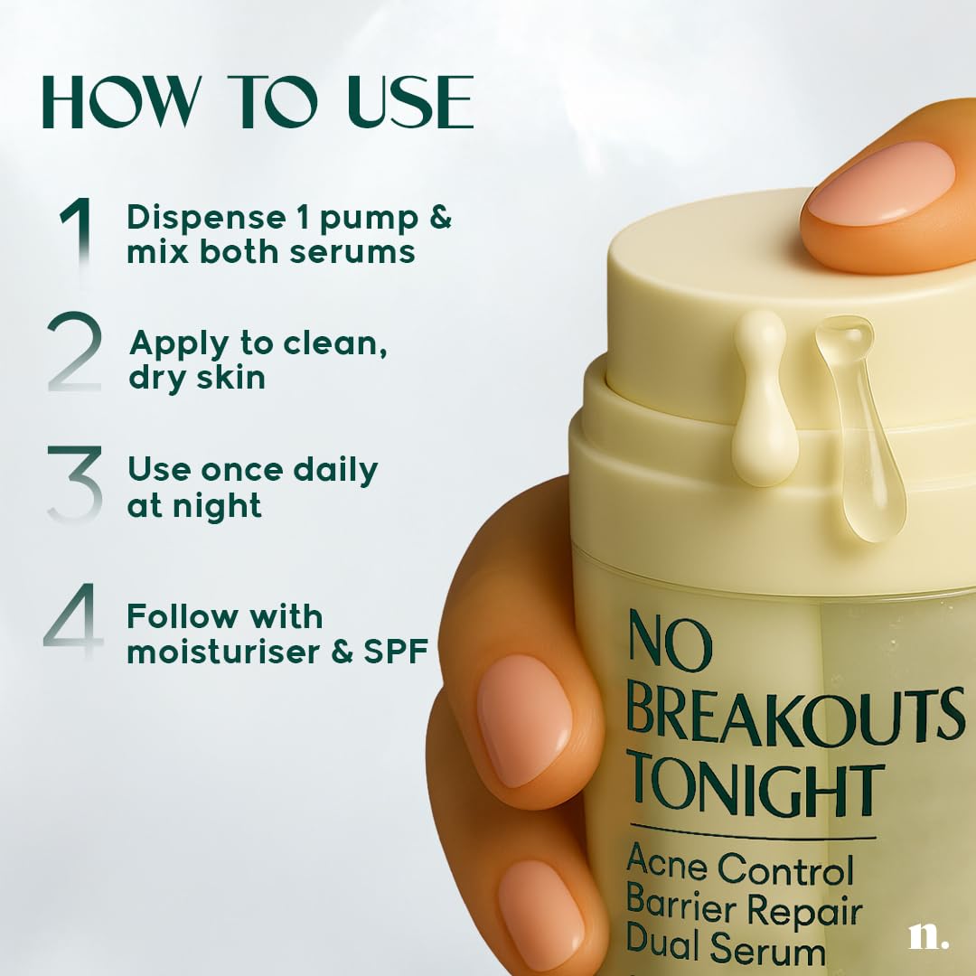 Numour No Breakouts Tonight| Dual Acne face Serum 20ml | 8% Actives 2% Encapsulated Salicylic + 4% Niacinamide + Azelaic Acid & Zinc | Acne‑Prone & Sensitive Skin