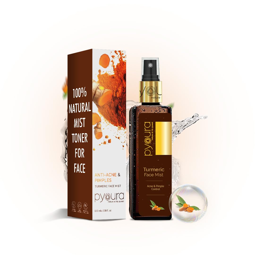 PYOURA Toner For Oily Acne Prone Skin, Brightening & Glowing Skin Serum, Alcohol Free Pure Turmeric Extract Face Mist, Relieves Relieves Painful Inflammation & Dark Spots, Leaves No Stains, 100 ml
