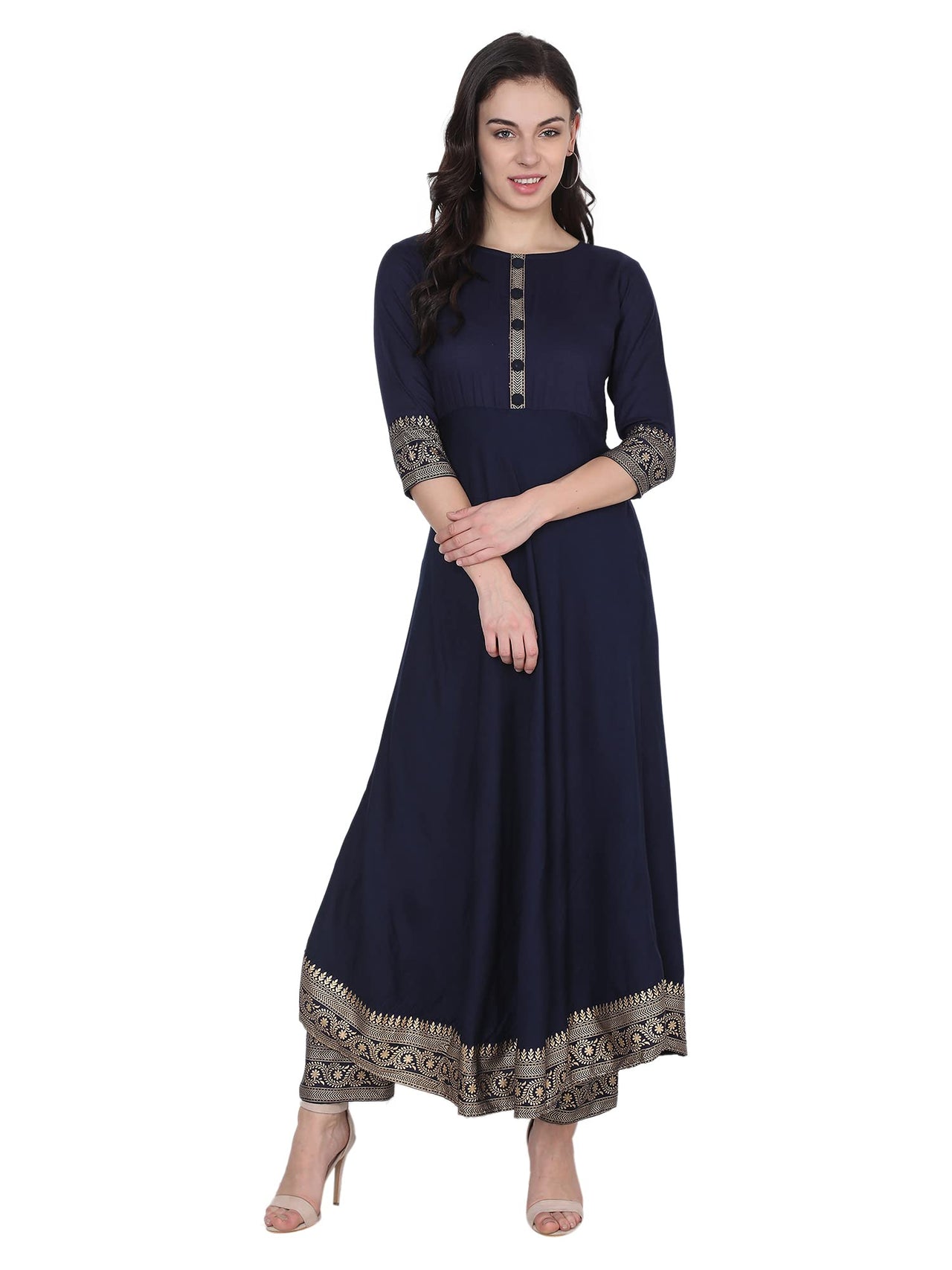 VASTRAMANIAA Women's  Rayon Kurta Palazzo Ethnic Set