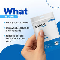 Sotrue Charcoal Nose Pore Deep Cleansing Strips | For Blackheads and Whiteheads Removal | Aloe vera Extract, Activated Charcoal | Pack of 4 Nose Strips