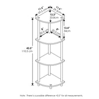 Furinno Turn-N-Tube 4-Tier Corner Display Rack Multipurpose Shelving Unit, Dark Brown Grain/Black 4-Tier Round Tube