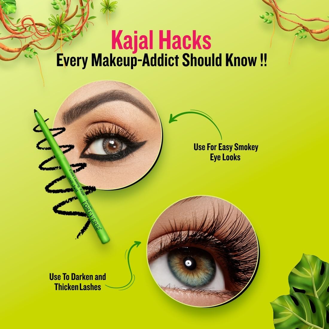 Daily Life Forever52 Amazonic Black Kajal | Smooth Waterproof and Rich-pigmented eye pencil (0.35g, 1pc)