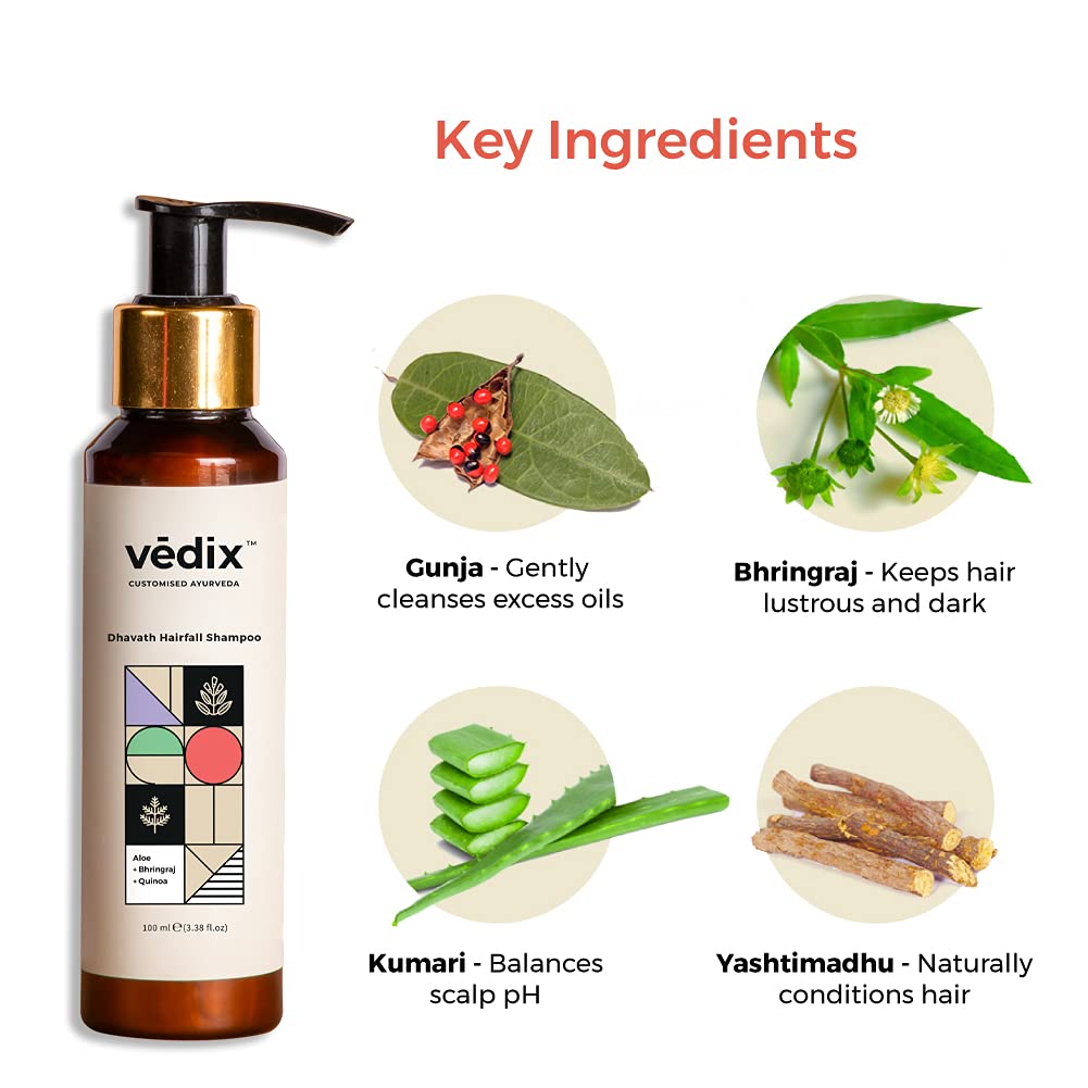 Vedix Dhavath Hairfall Shampoo For Women & Men | Bhringraj Shampoo For Hair Growth | Sulphate Free Ayurvedic Shampoo - 100 ml